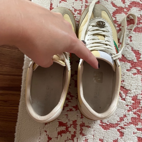 Gucci- web leather & suede Sneakers - Picture 2 of 6